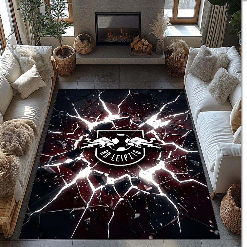 RB Leipzig Football Print Crystal Velvet Rug, Comfortable Water Absorbent Non Slip Indoor Floor Carpet