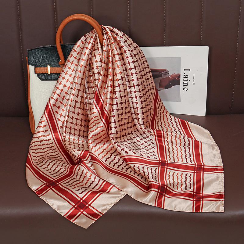 

Элитный бренд, шелковый атласный квадратный шарф, женский хиджаб, бандана, мусульманские платки, шаль, женская повязка на голову, шейный платок, платок 90 см 90x90cm