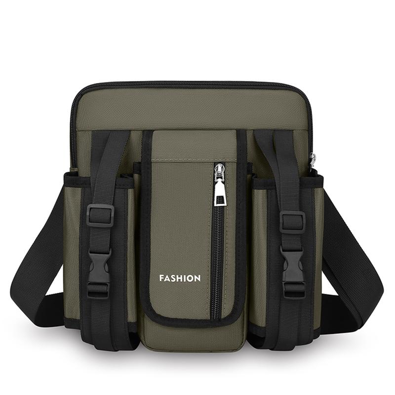 Men Crossbody Bag Single Shoulder Bags Big Capacity Storage Bag Fashion Multi-Pockets Outdoor Cup Bag