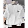 New Women's T-shirt Black Bow Printed Simple Style Casual Short Sleeve T-shirt Fashion Harajuku Kawaii T-shirt Y2K Clothing