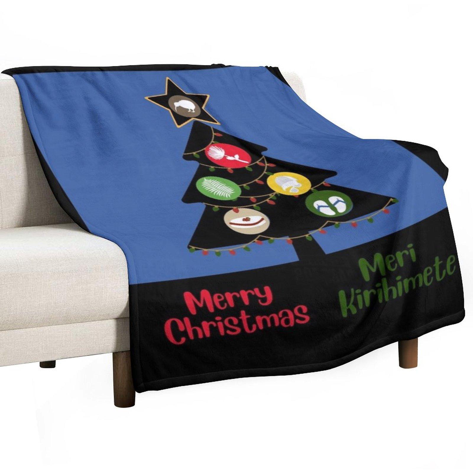 A Kiwi Merry Christmas! Throw Blanket Luxury Throw Soft Beds Hairy Decorative Sofa Blankets 30x40in
