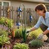 Iron Art Three Calla Lilies Sculpture Flower Shape Floral Stake Ornament  Outdoor Yard