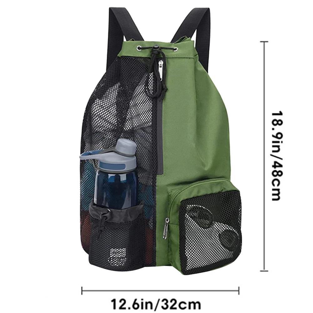Swimming Bag Drawstring Beach Storage Sports Backpacks Waterproof Bag Wet Dry Bag Thickened Mesh Gym Bag for Training Equipment