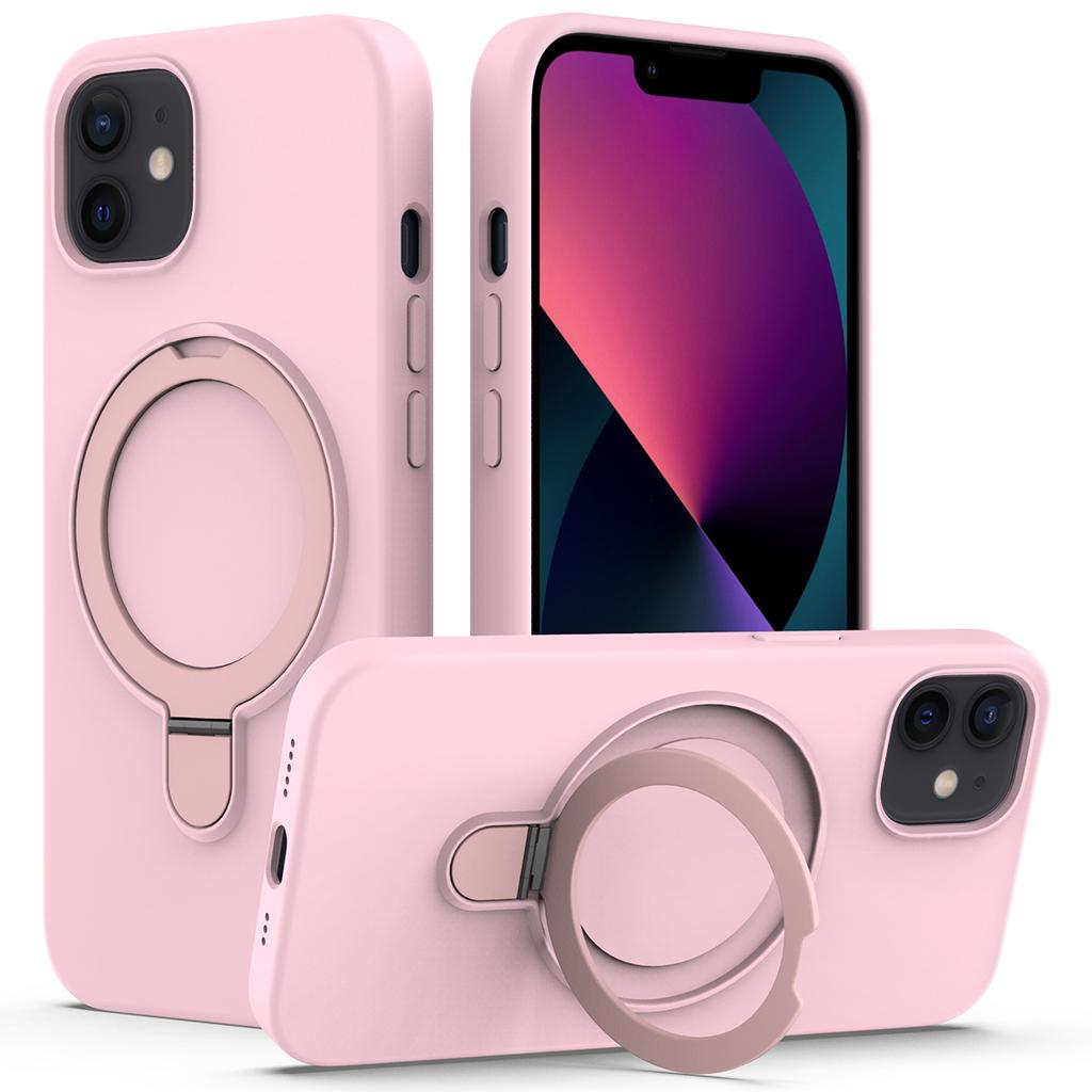 For iPhone 11 Magnetic Case with Ring Kickstand PC+Silicone Drop-Proof Phone Cover