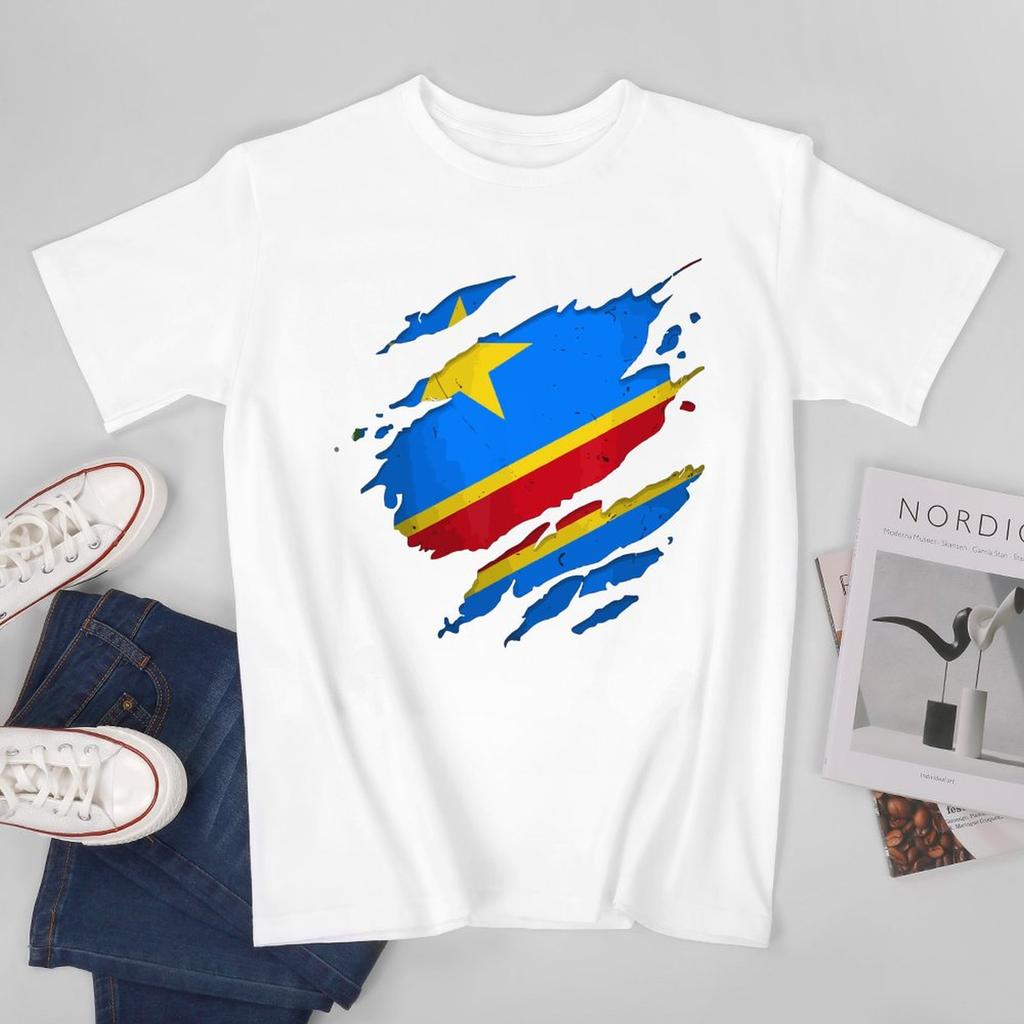 Unisex Unisex Congolese DRC Democratic Republic of Congo Flag Tshirt Tees T Shirts WoUnisex Boys 100 Cotton TShirt