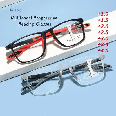 Multifocal Progressive Reading Glasses  Frame Men Women Anti-Blue Light Sports Eyeglasses Ultralight Bifocal Presbyopia