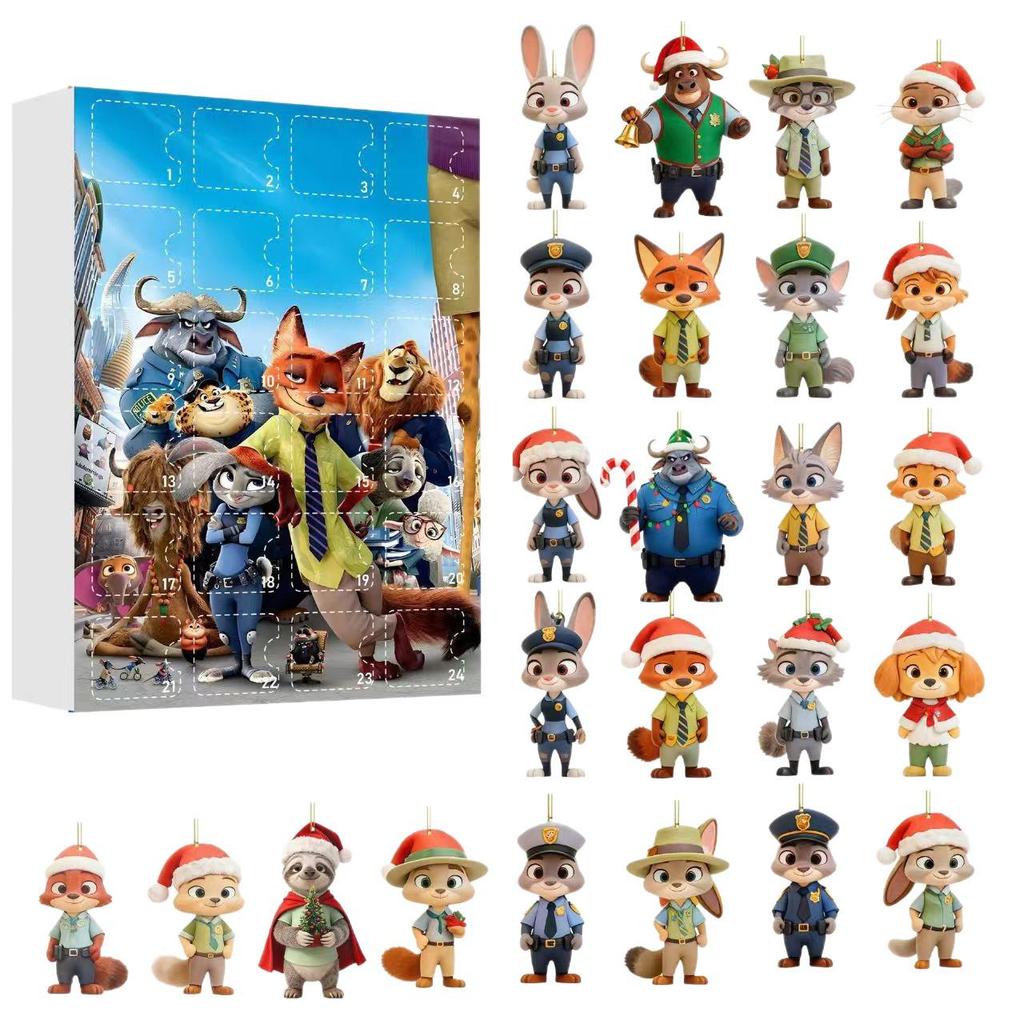 Zootopia Christmas Advent Calendar: Ornament Set with Acrylic Pendants