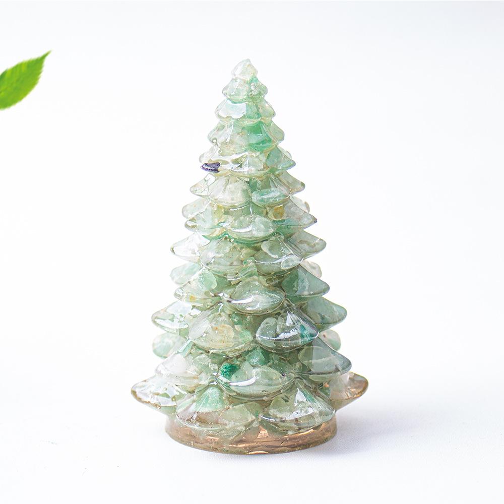 Crystal Gemstone Christmas Tree Sculpture Amethyst Rose Quartz Resin Art Home Decor Desk Ornament Holiday Gift For Her