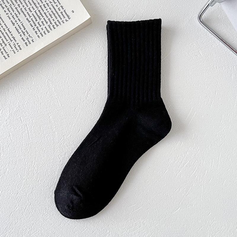 

Female Spring and Autumn New Solid Color Sports High Top Tube Cotton Socks 1 pair чёрный