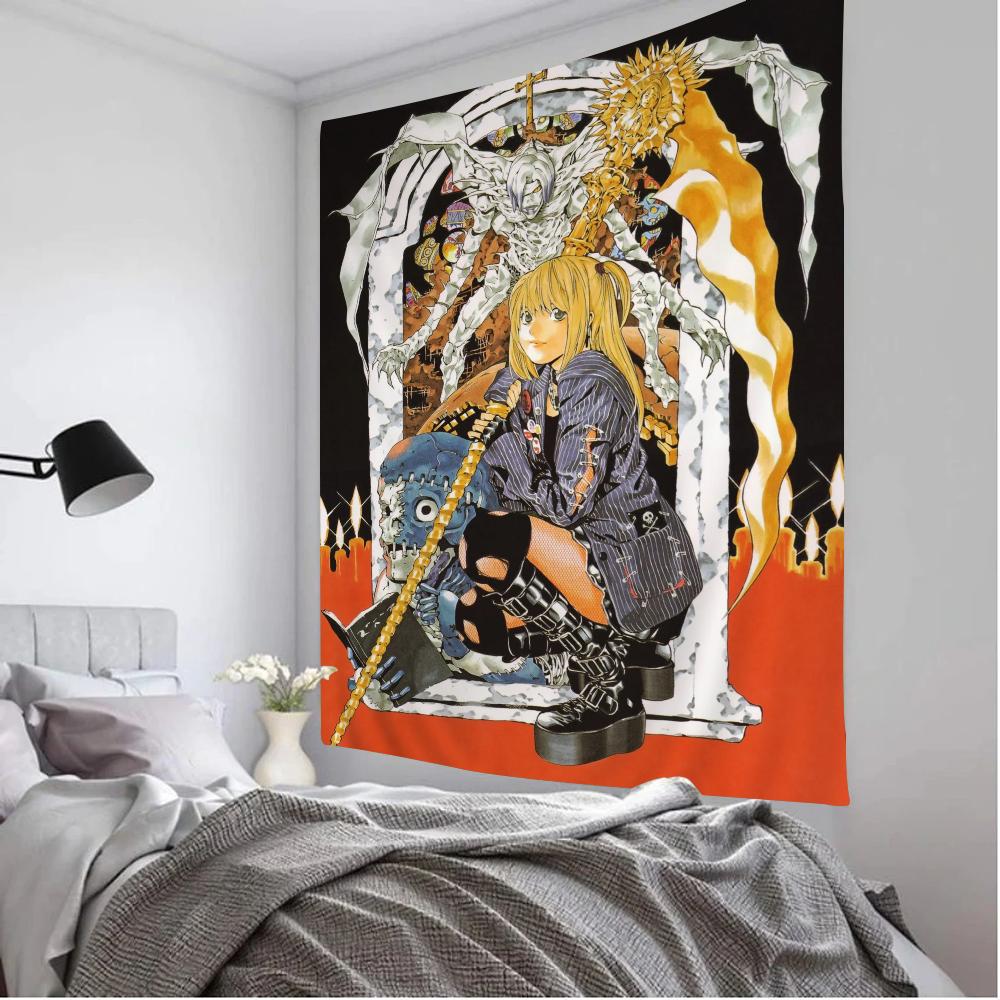 Death Note Tapestry Print Large Wall Art SciFi Living Room Home Decor Blanket for Bedroom Dorm Wall Hanging Design