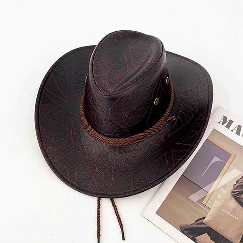 Vintage Kunstleder Western Cowboyhut Gentleman Jazzhüte Für Männer Frauen Outdoor Reisen Cowgirlhut