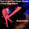 9 Modes Vibrating Penis Sleeve Silicone Vibrating Rooster Ring Penis Sleeve with Rose Clitoral Stimulator Sex Toys for Adult 18
