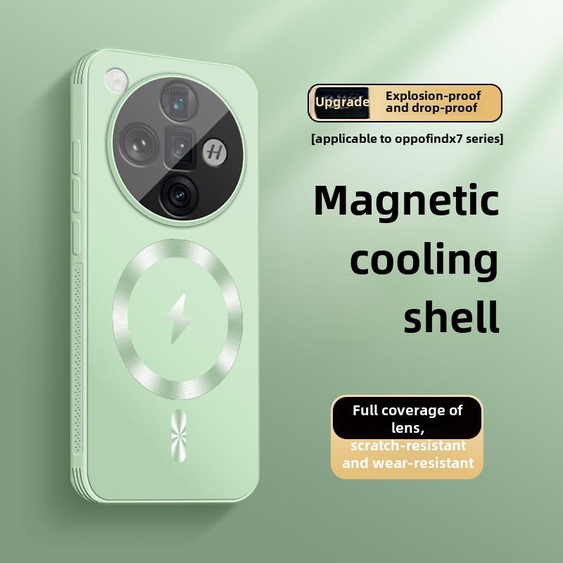 Magnetic Charging Sanding Phone Case, Full Protection, Anti-fall, High-end, Ultra Cover, OPPO Find X7, X7ultra, New