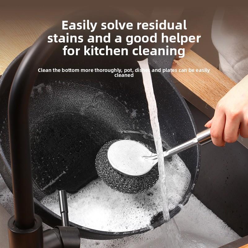 Long-handled Steel Wire Ball Cleaning Brush for Washing Pots and Bowls Specially Used In The Kitchen