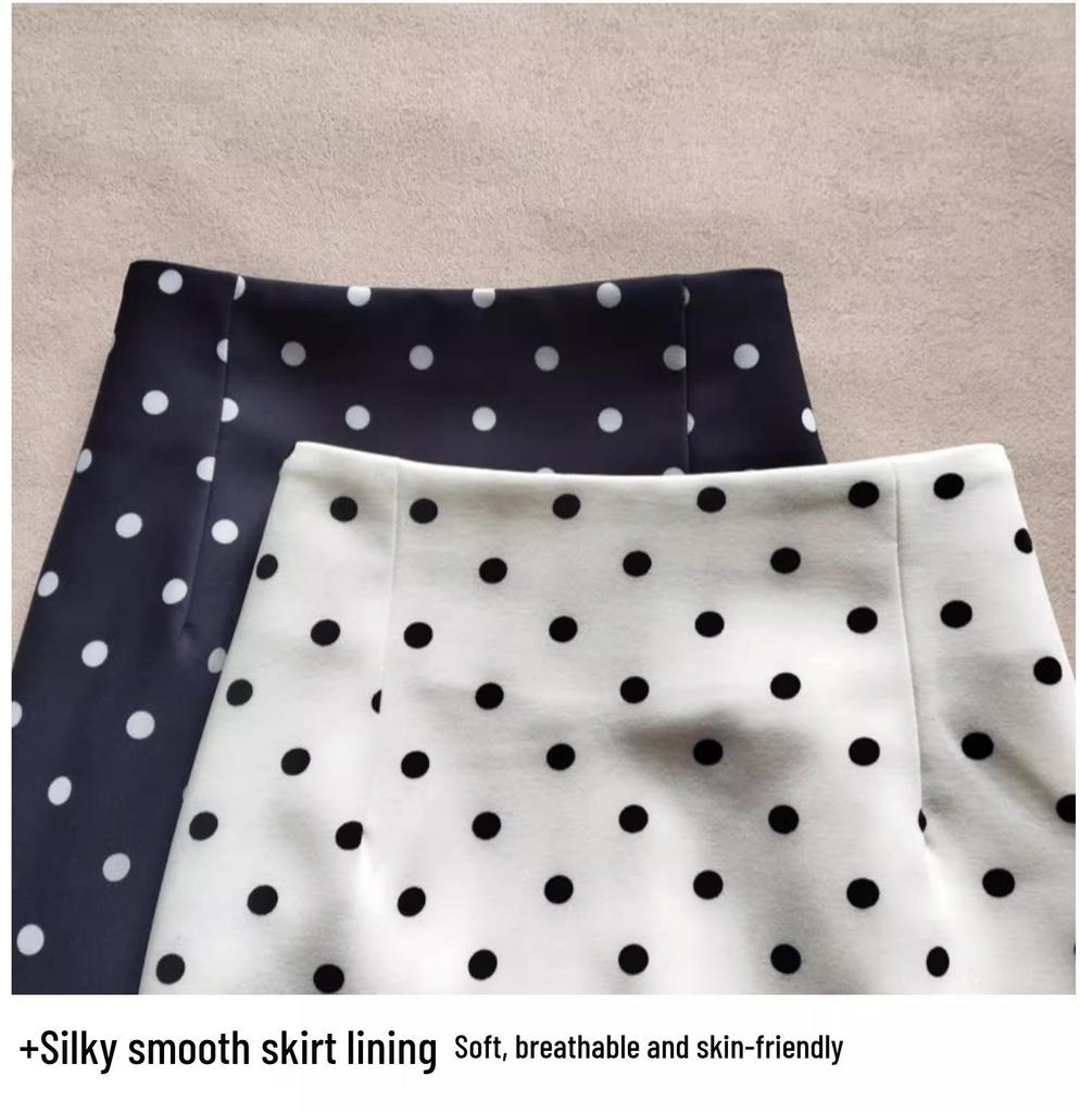 Jupe Midi Bodycon Rétro à Pois Taille Haute – Mode Printemps/Été