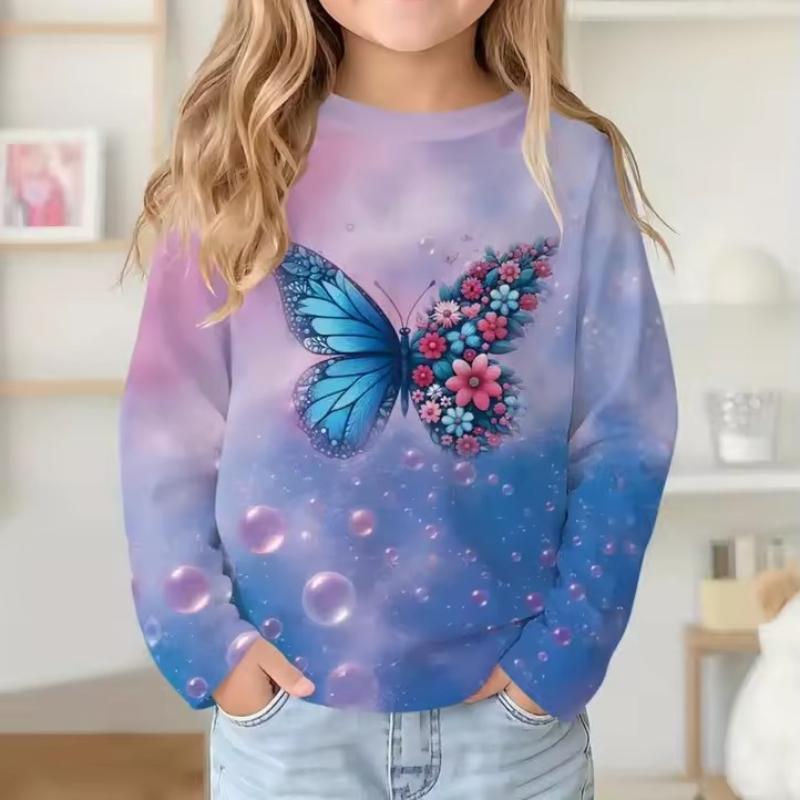 Top Unisex per Bambini Stampa Cartoni Animati Carino Manica Lunga Morbido Comodo Top Uomo Donna