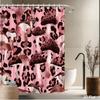 Leopard Mushroom Shower Curtain – Pink & Brown Fungi With Spotted Pattern, Whimsical Nature Art, Polyester, Includes Hooks