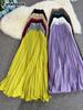 Wavy Edge Pleated Skirt High Waist Slimming Office Wear Versatile Long Dress for Women