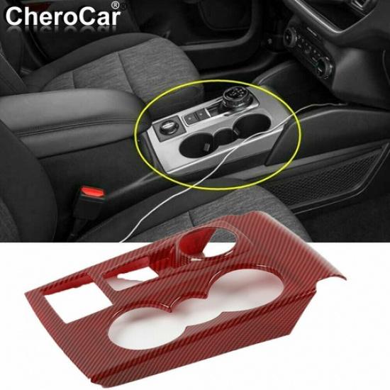 Central Gear Shift Panel Cover Trim Red Carbon Fiber for Ford Bronco Sport +