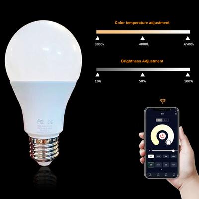 Lâmpada inteligente com controle remoto, luzes LED com escurecimento infinito e mudança de cor