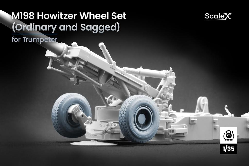 M198 155mm Howitzer Wheel Set X 1 Set Each Plastic Model Parts SCXWM35038C Scale-X 1/35 (Unloaded, Self-Weight Deformed) (For Trumpeter) (Cannon)