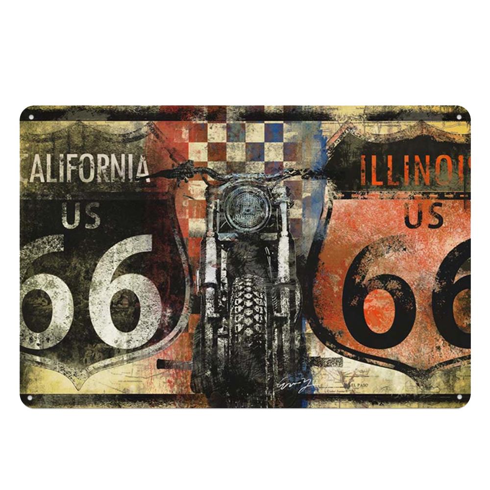 Vintage USA Route 66 Sign Metal Tin Plate Bar Pub Club Man Cave Wall Decoration Plaque Retro Poster Home Decor 30X20CM
