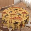 Retro Rustikal Wild Cowboy Reitet Pferd Kreis Tischdecke - Vintage Wüste Kaktus Haus Party Esstisch Küche Abdeckung