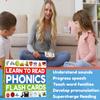 Phonics Flash Cards - Learn To Read In 20 Steps - Digraphs, CVC Blends, Long Vowels - Games for Kids Ages 4-8, Kindergarten, Grade 1, Grade 2,