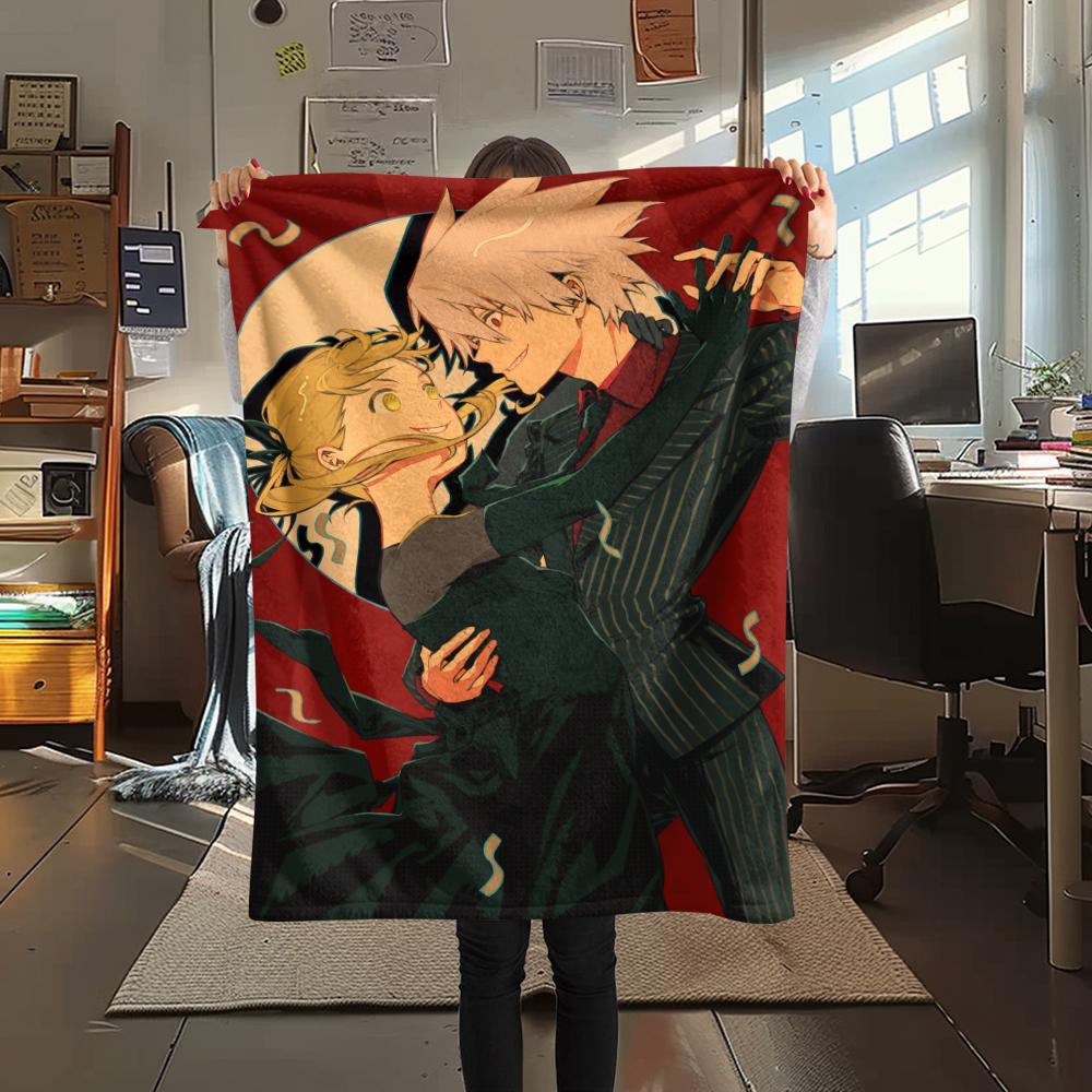 1PC Soul Eater Print Flannel Blanket, High quality Comfortable for All Seasons, Home Decor, Warmth and Comfort, Perfect for Christmas Gifts172