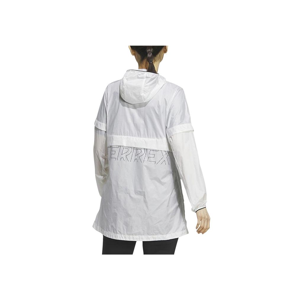 Adidas Alphabet Print Zip-Up Long Sleeve Windbreaker Jacket Women Outerwear White HY4699