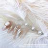 Pearl-Adorned White Feather Nail Art Props for Photo Shoots