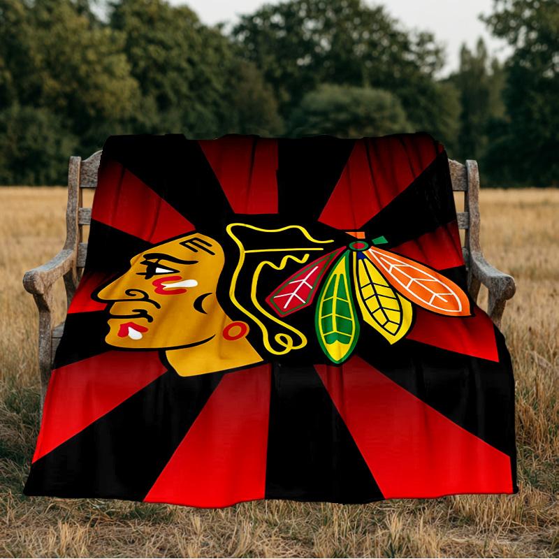 Chicago Hockey Decke Flanell Überwurf für Sofa, Innenbereich, Camping, Wohnzimmer, Büro, Stuhl und Bett Weiches Geburtstagsgeschenk
