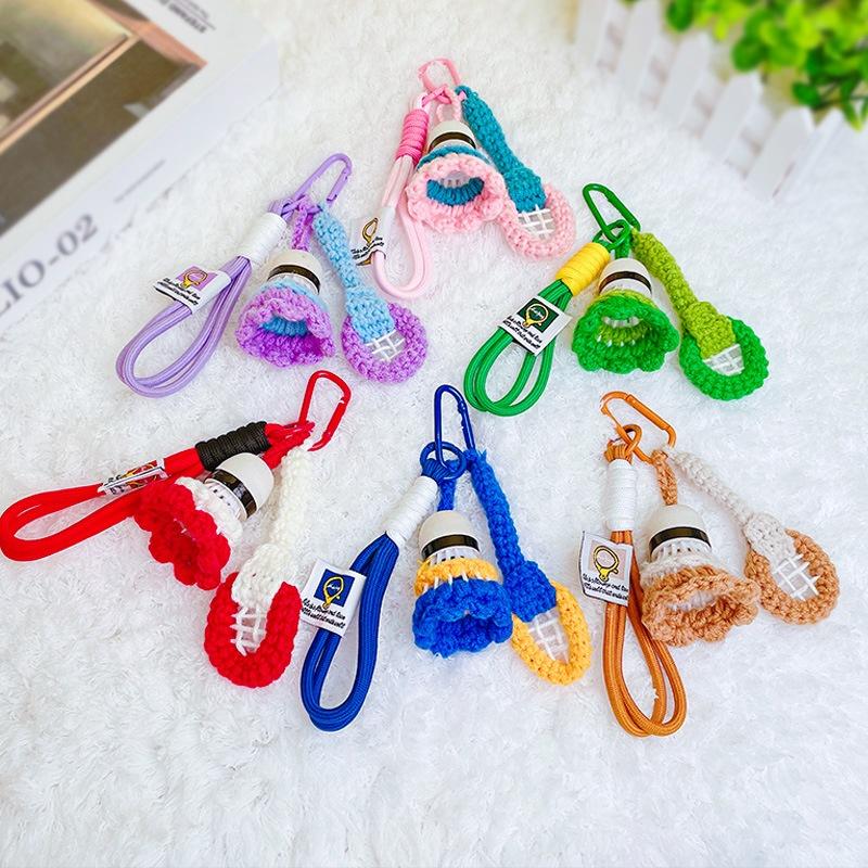 New Handmade Woven Badminton Cute Pendant for Purse Backpacks Fashion Bag Accessories Bag Charm