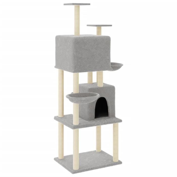 VidaXL Arbre à chat avec griffoirs en sisal Gris clair 180 cm 172032