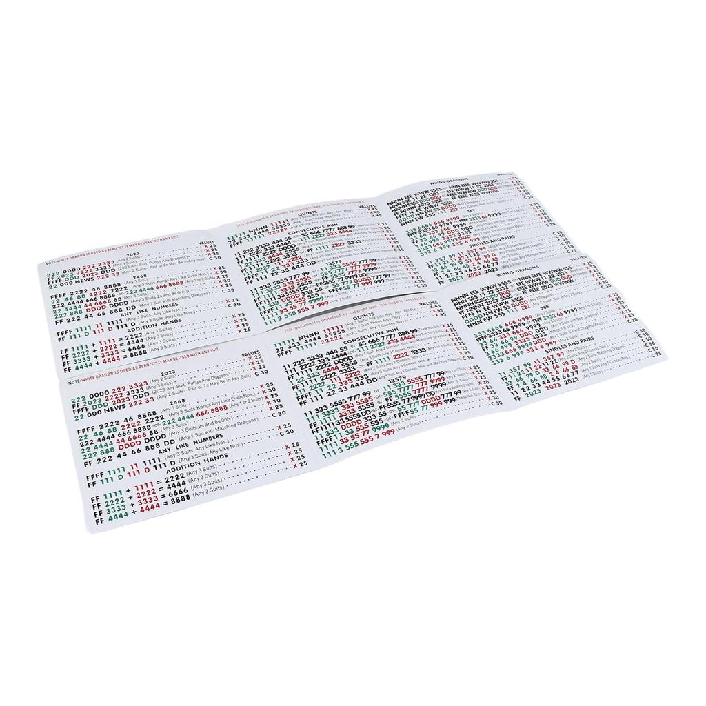 2 Pcs 2023 Mah Jongg Rules Cards National Official League MahJong Score Cards Clear Print for Gift