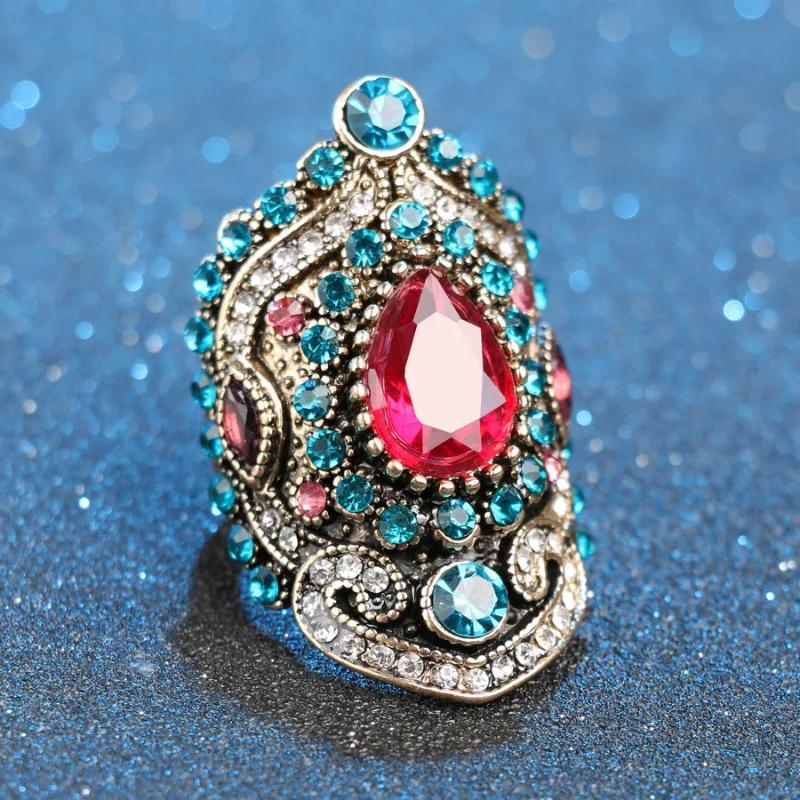 Vintage  European Retro Ethnic Style Full of Inlaid Zircon Women's Fashion Personalized Ring Jewelry Fashion Accessories New