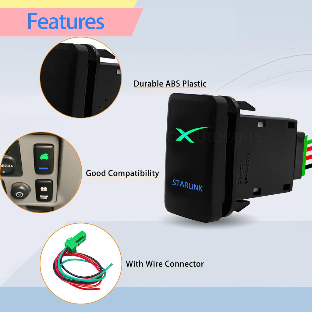 12V 3A Push Switch ON-OFF Blue Led Light Starlink Wifi Antenna Button For Toyota Tacoma FJ Cruiser Highlande Hilux 4Runner Prado