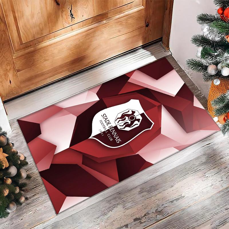 Stade Rennais FC Soccer Football Pattern Soft Area Rug Non Slip Indoor Floor Carpet Sports Decor Mat for Bedroom