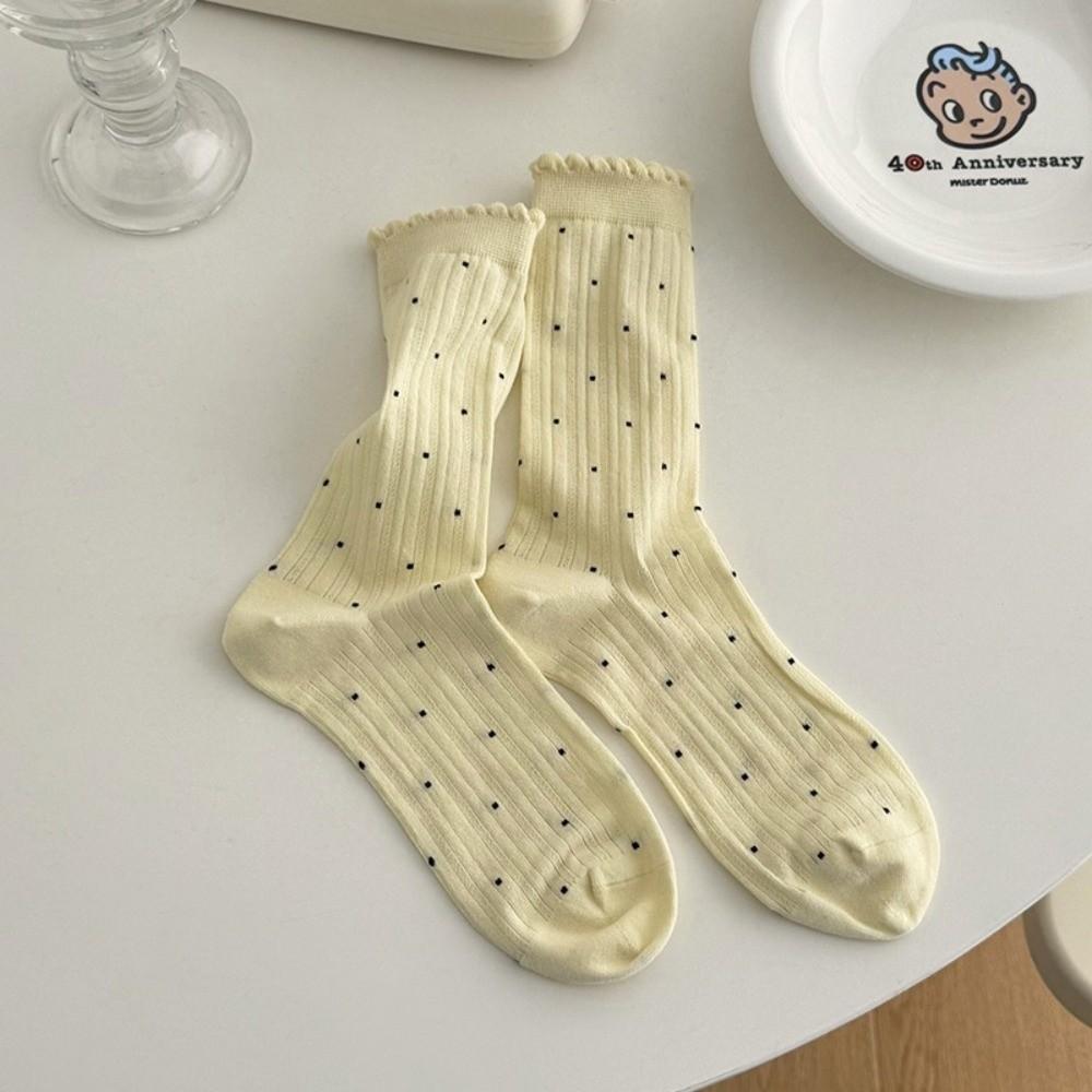 Soft Women Socks Polka Dot Mid Tube Socks New Thin Socks  Summer