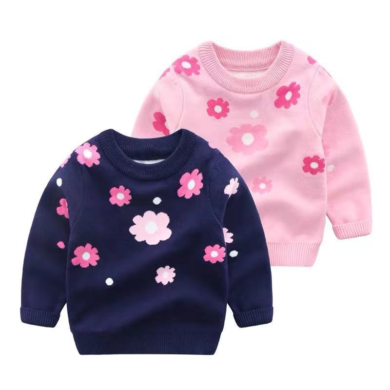 Children's New Autumn/Winter Double-Layer Knitwear Boys' and Girls' Warm Knitted Sweaters Pullover Cartoon-Printed Sweaters Base Layer Sweaters
