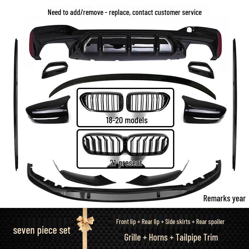 Compatible BMW New 5 Series Front & Rear Lip Kit (525/530Li) - Black Warrior MP Modification Kit.
