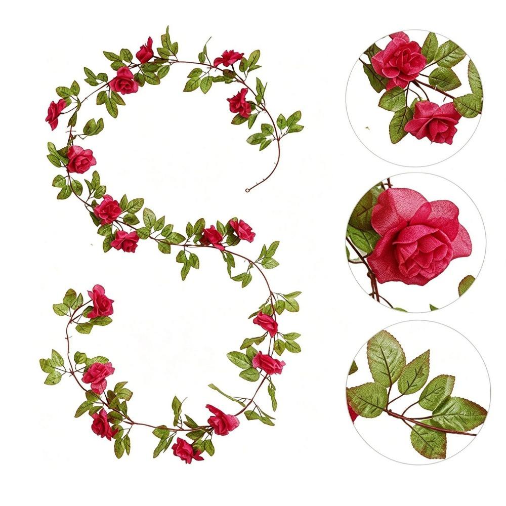 

Multicolor Simulation Flower Vine Green Leaves Faux Flower Vine Wedding Decoration красный