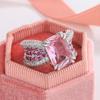 Sweet Pink Cubic Zirconia Ring for Women's Engagement Wedding Luxury Sparkling 925 Silver Plated Fashion Jewelry Gift