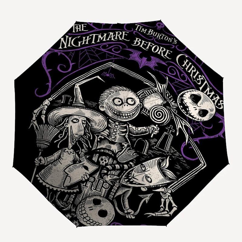 Nightmare Before Christmas Themed Automatic Opening and Closing Umbrella, Brightly Colored 8-rib Portable Umbrella, Suitable for Men and Women, A Perf
