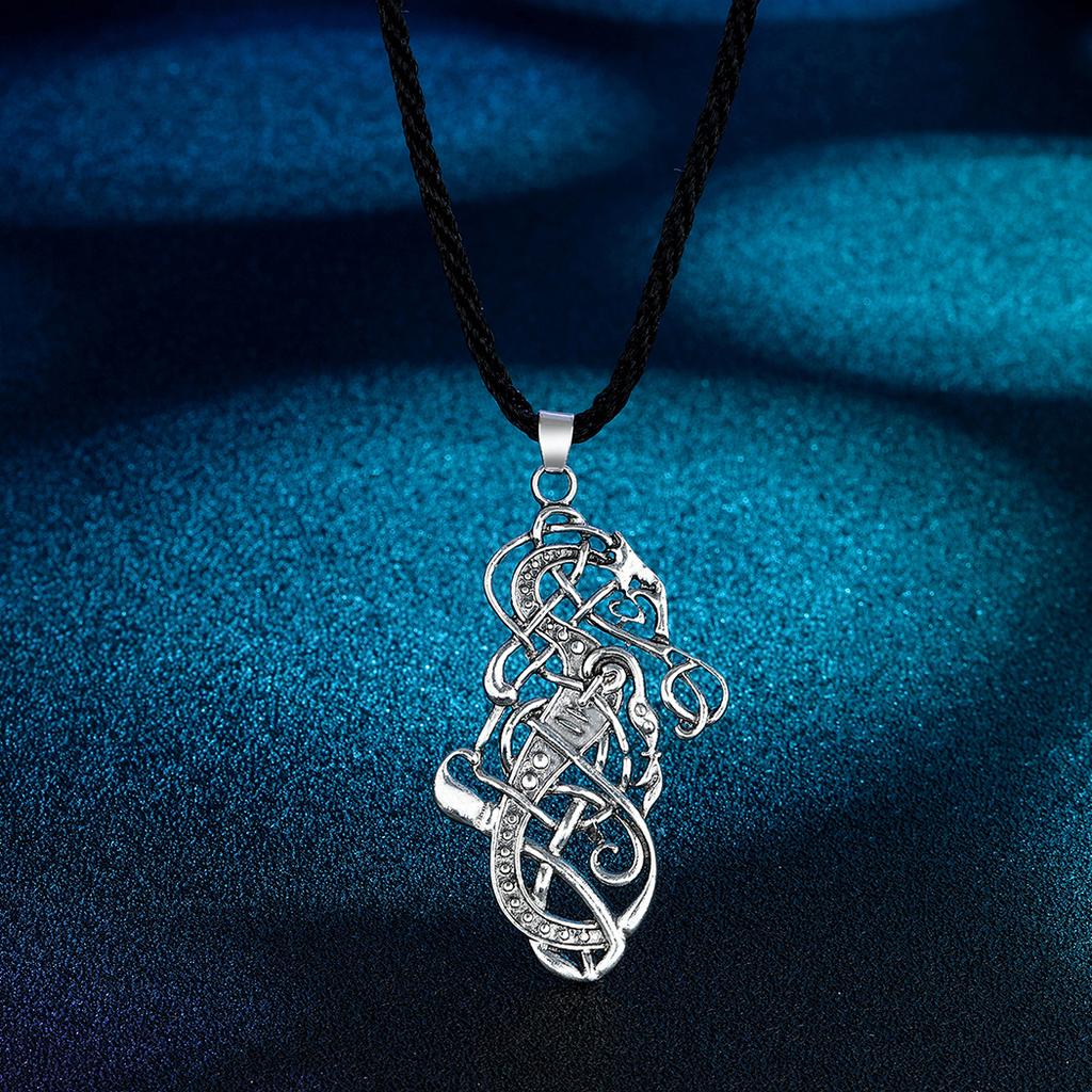 Kinitial Punk Viking Norse Dragon Knot Antiquity Pendant Necklace Vintage Strange Collar Chain For Man Women Chic Jewelry Gift