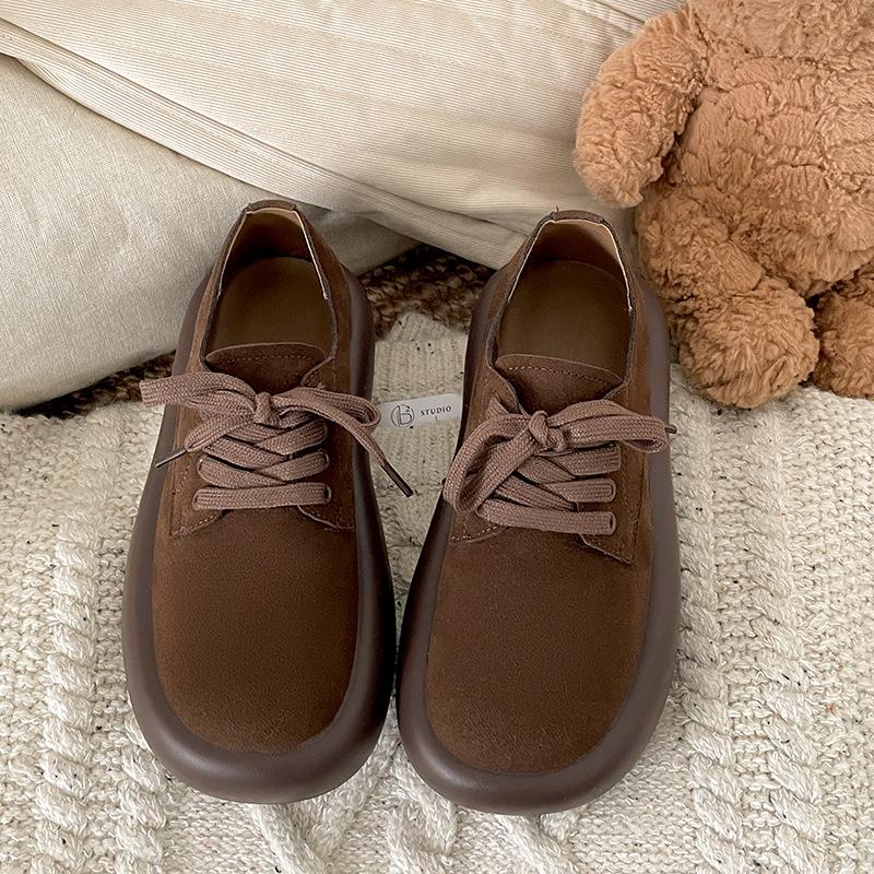 Fashion commuting retro heightening thick baseplate shoes women's 2025 new autumn and winter casual versatile round head bread shoes