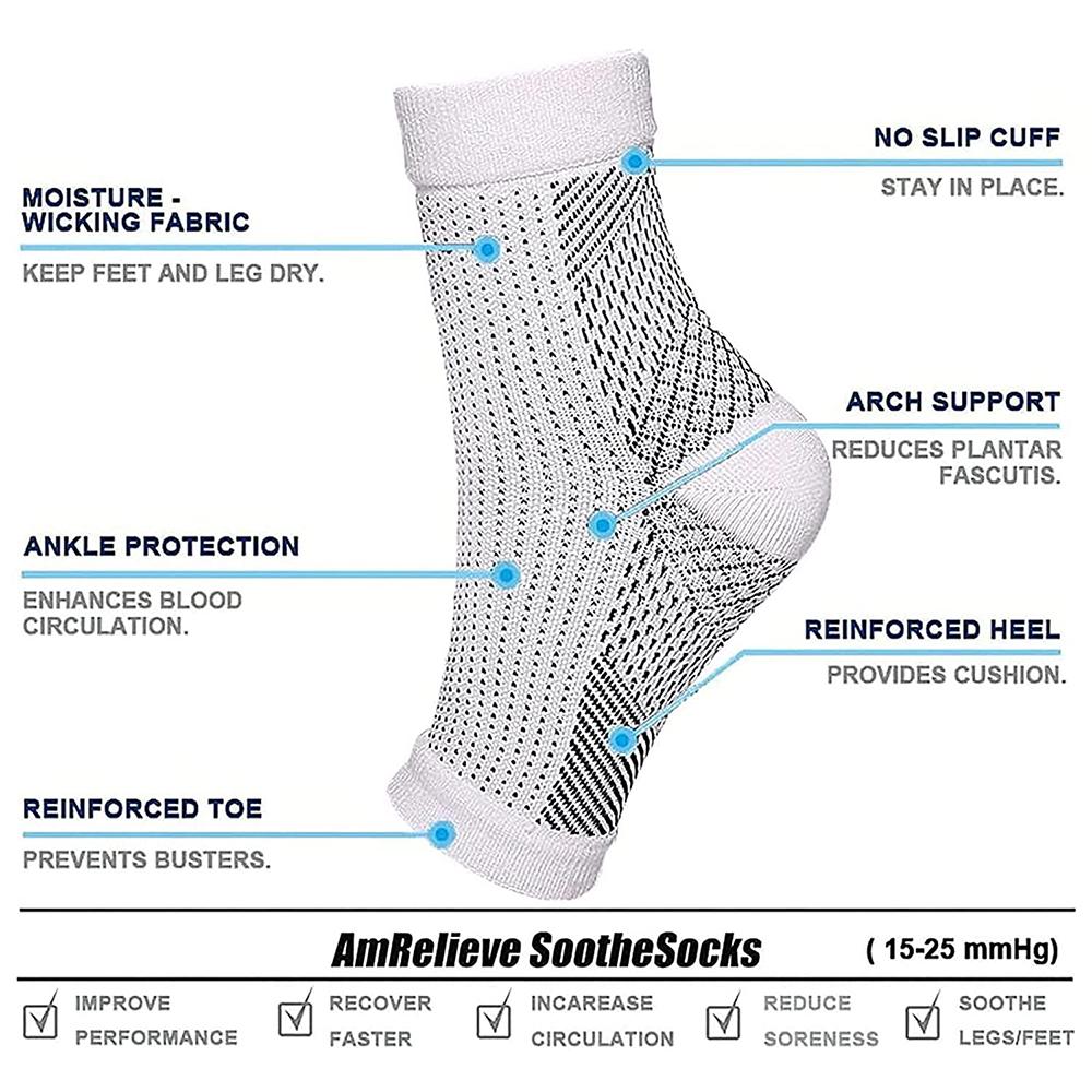 2 Pairs of Fasciitis Socks for Women and Men for Arch & Heel Pain Relief