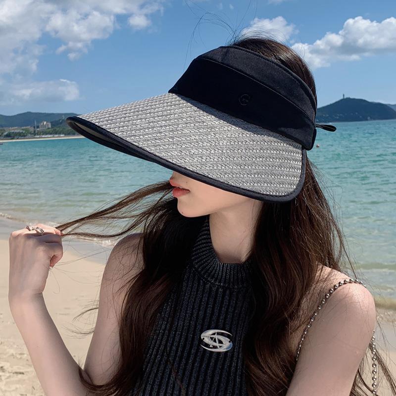 Women Visor Hats for Summer Roll Up Sun Visor Travel Straw Hats Foldable Sun Hats for Women UV Protection