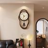 Restaurant Art Retro Wooden Wall Clock Modern Design Swingable Clock for Living Room Decoration Home Decor Silent Clock