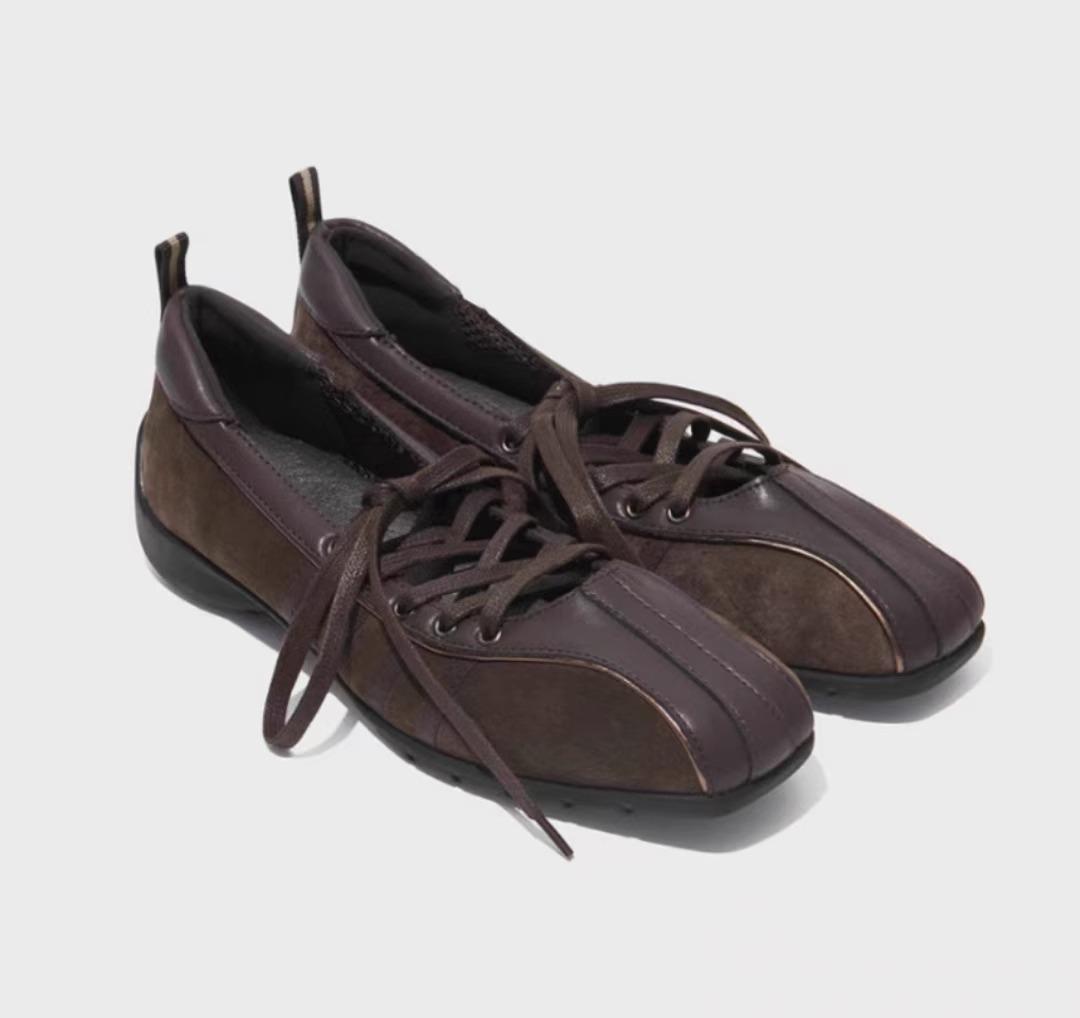

Sheepskin version~ New Korean retro ballet shoes square head shallow mouth flat sole single shoes women s sports and leisure Mary Jane shoes 40
